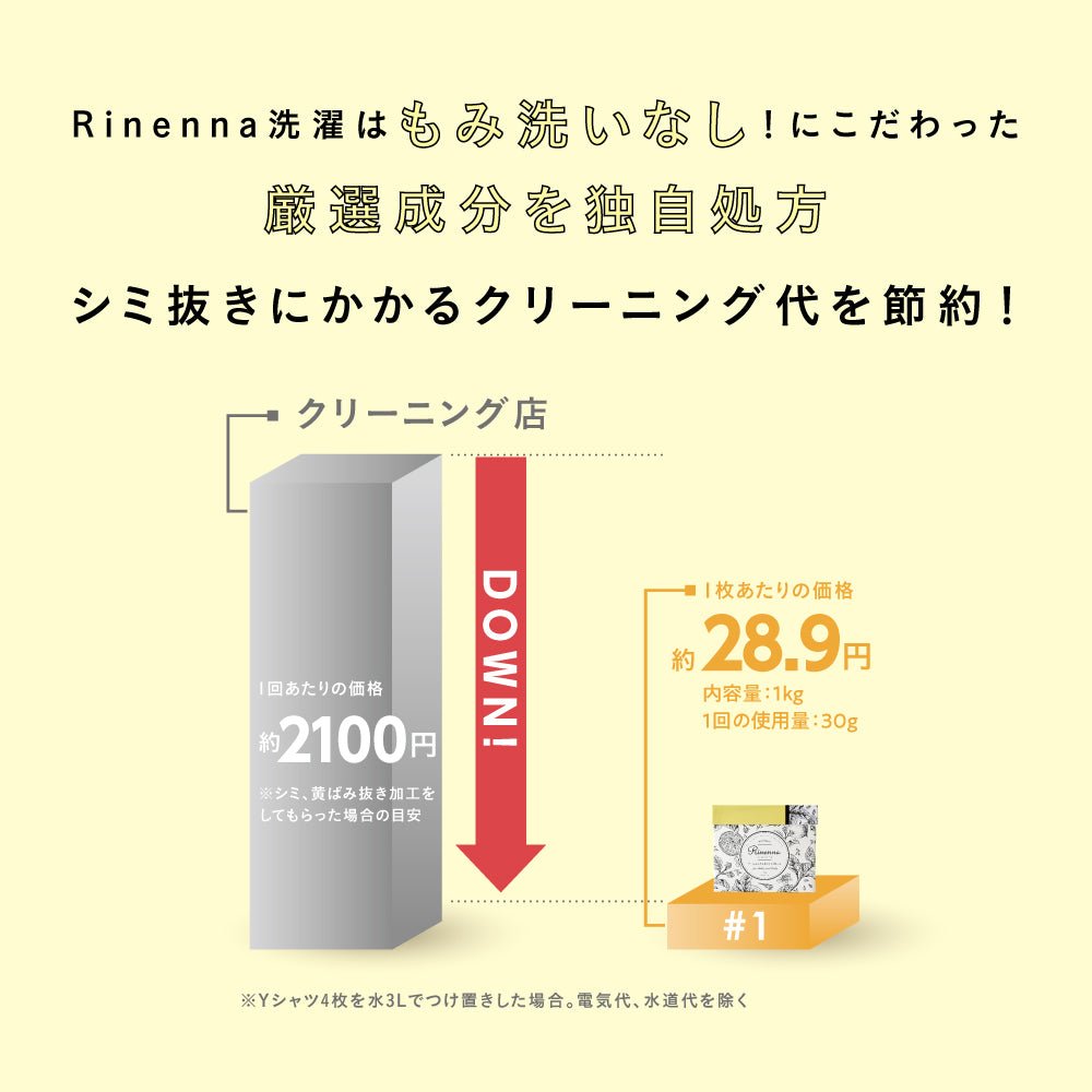 Rinenna #1 (リネンナ) つけおきメイン 洗濯用洗剤 詰替1.0kg ×3点セット