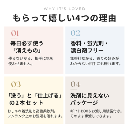 もらって嬉しい4つの理由 毎日使う消えもの・無香料・2本セット・洗剤に見えないパッケージ