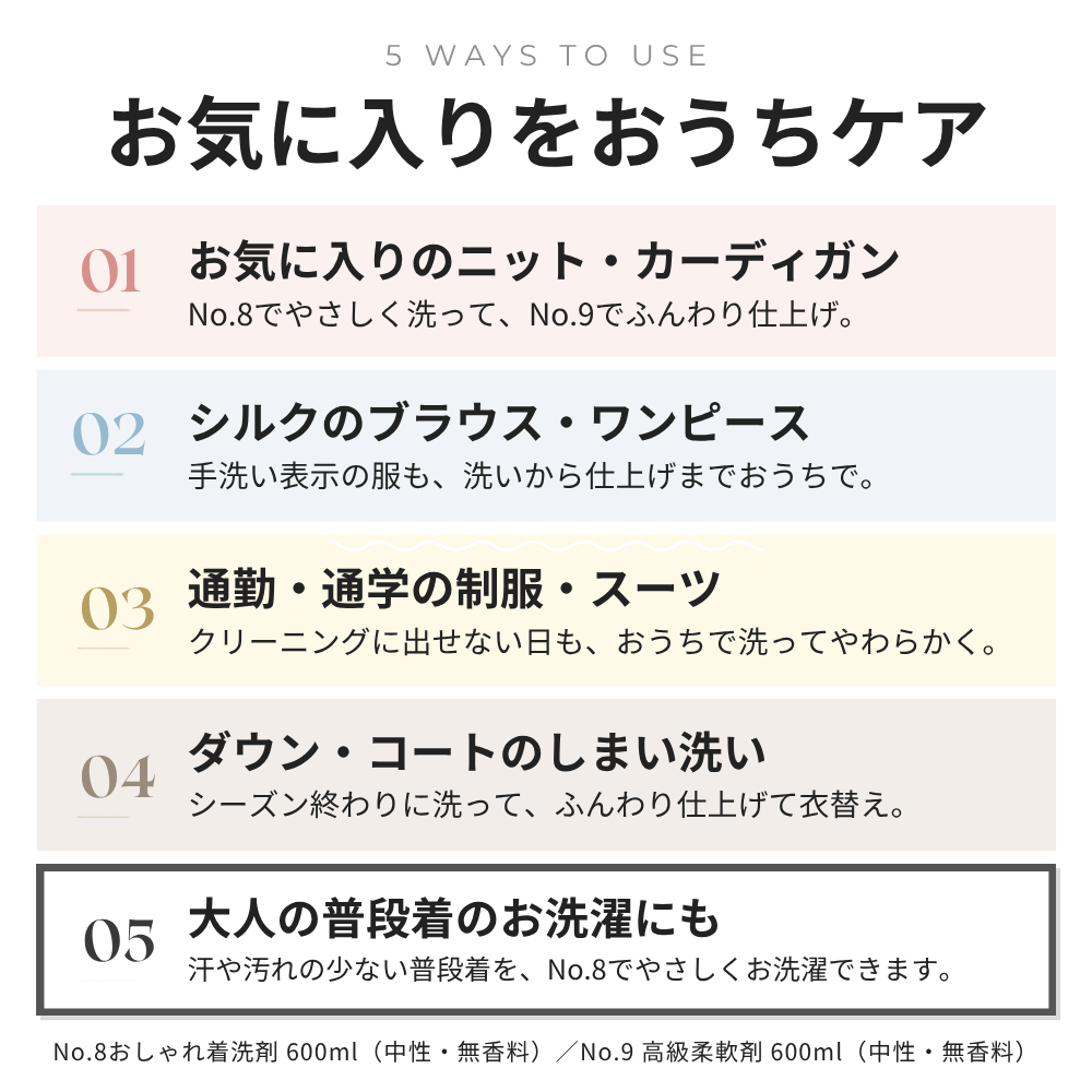 【ギフトセット】おしゃれ着洗剤Rinenna No.8と無香料柔軟剤Rinenna No.9のSET ギフト商品