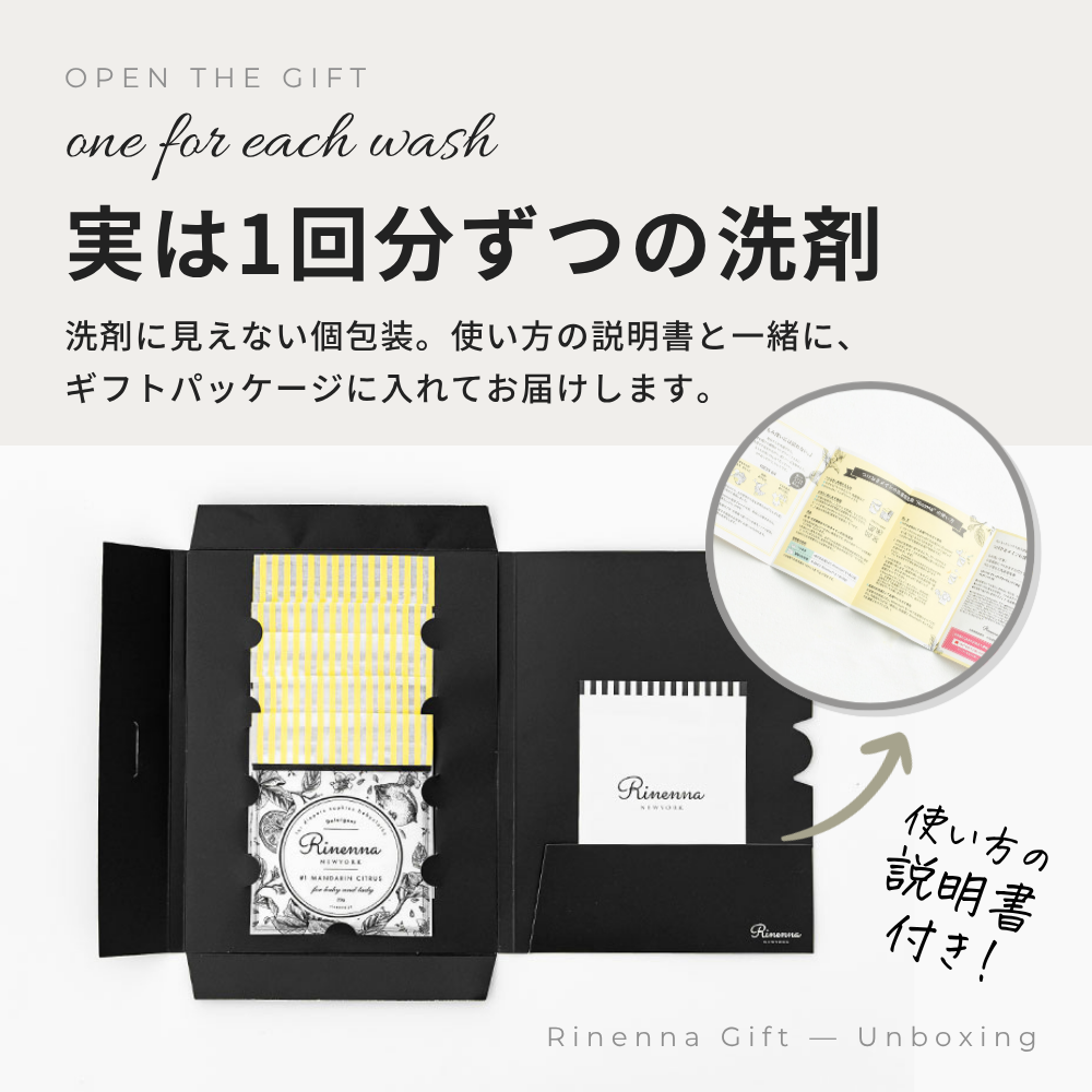 実は1回分ずつの洗剤 使い方の説明書付き