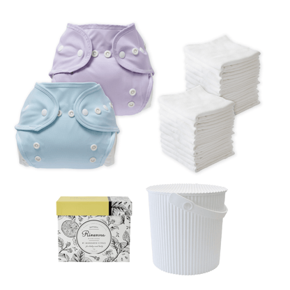 [Daytime diaper set] 20 cloth diapers (ring diapers) + 2 diaper covers (detergent/bucket set)